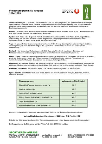 Beschreibung Fitnessprogramm 2024/25